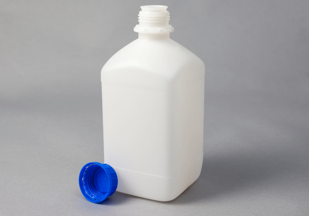 Kapeakaulainen pullo HDPE, kulmikas,luonnonväri-läpinäkyvä,2500 ml,9 kpl - 1