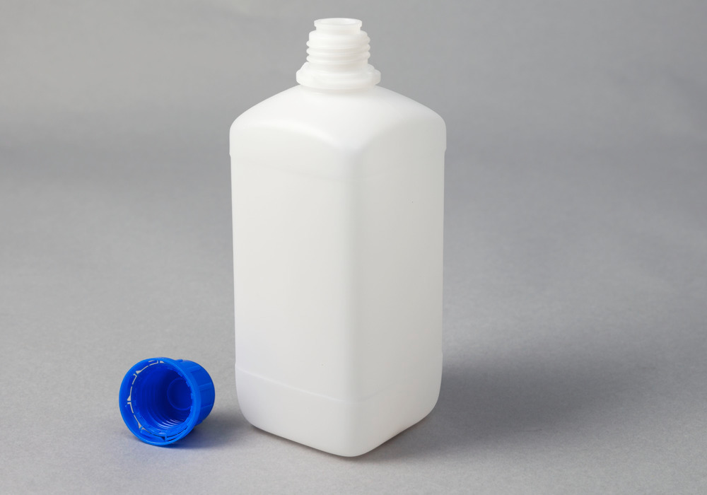 Flaske med smal hals, av HDPE, kantet, transparent, 500 ml, 15 stk. - 3