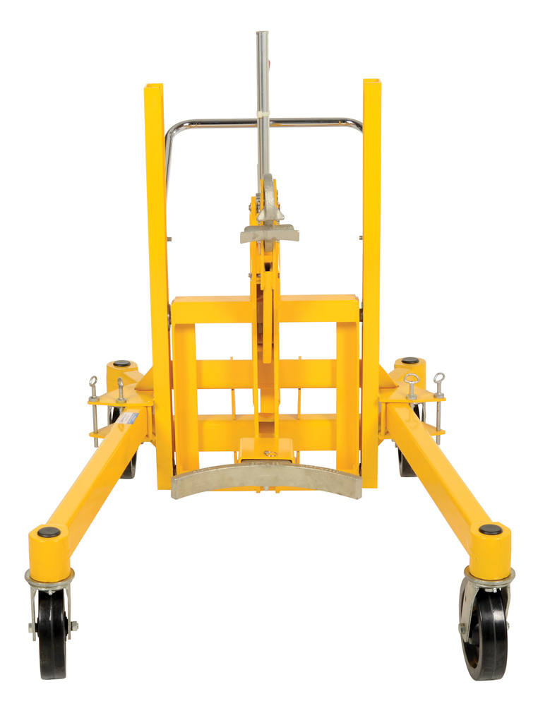Drum Transporter - Hand Ratchet-Lift Mechanism - 880 lbs - Steel Jaw - Yellow - 3