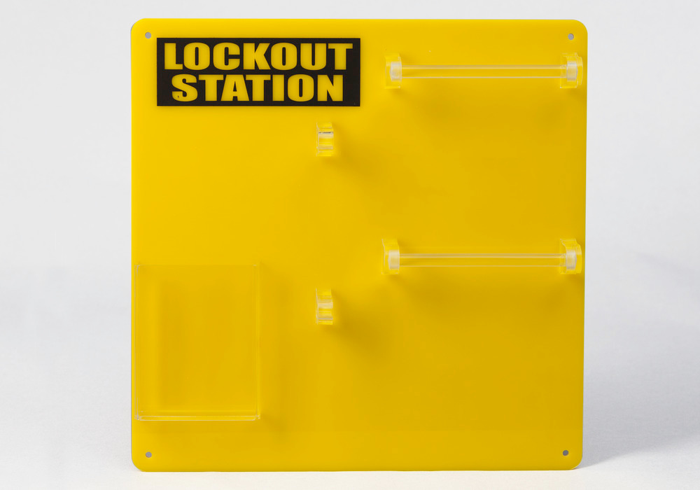 Lockout-tavle for 10 personer, for oversiktlig oppbevaring av låser og tilbehør