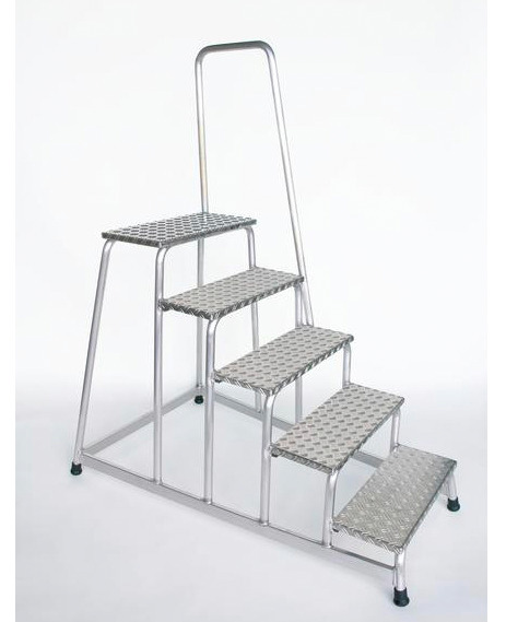 Arbeitsplattform aus Aluminium, mit Handlauf, starr, 5 Stufen, mit rutschfesten Kunststoffschuhen - 1