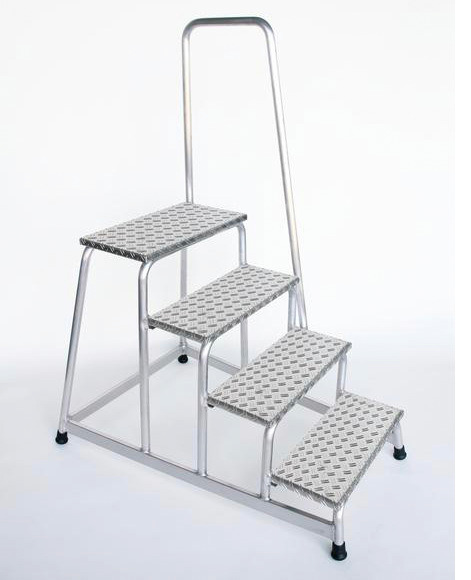 Arbeitsplattform aus Aluminium, mit Handlauf, starr, 4 Stufen, mit rutschfesten Kunststoffschuhen - 1