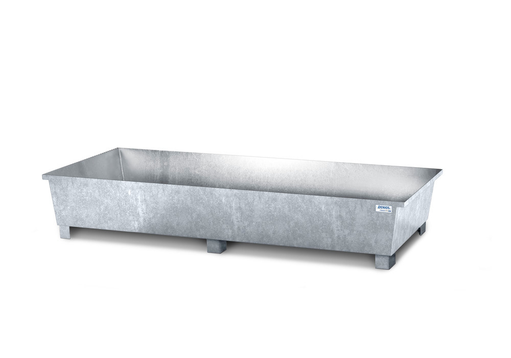 Spill tray for underneath the rack in galvanised steel for shelf width 2700 mm, 2680 x 1300 x 486 mm - 1