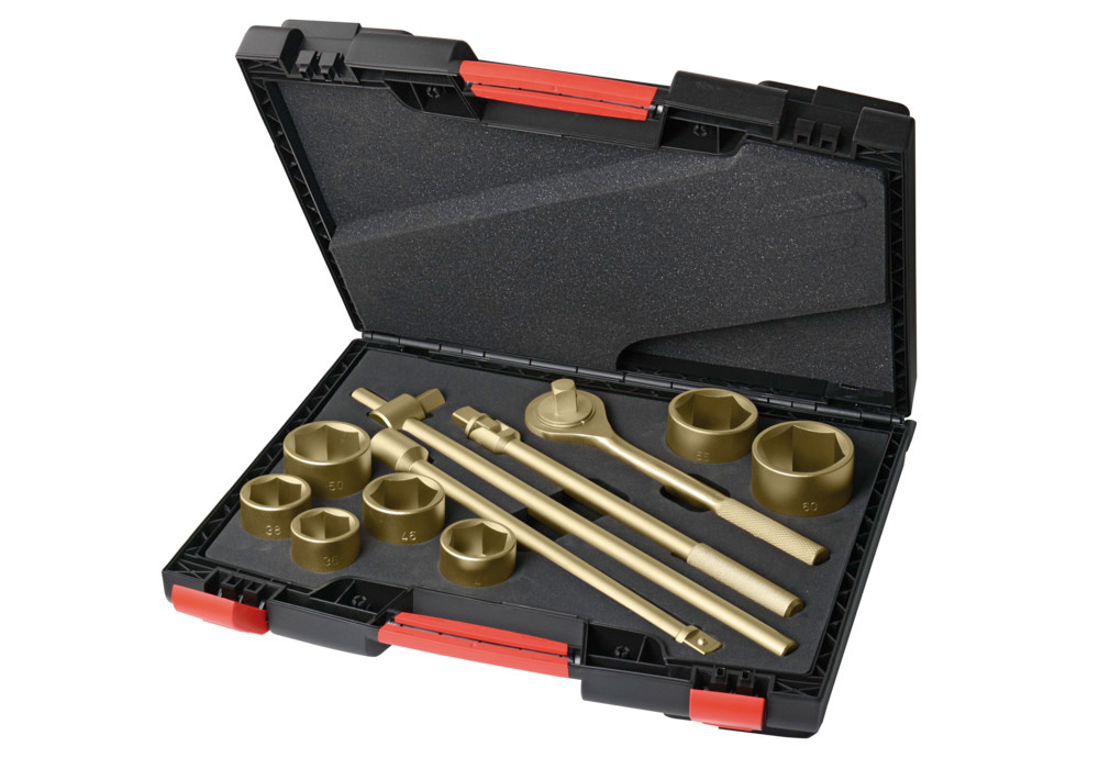 Caja de trinquete 3/4", 12 piezas, 36-60 mm, bronce especial, sin chispas, para zonas ATEX - 1