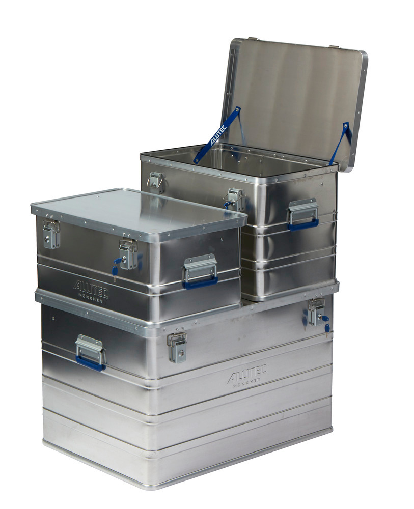Caja de aluminio Classic, sin esquinas para apilado, volumen de 142 litros - 3