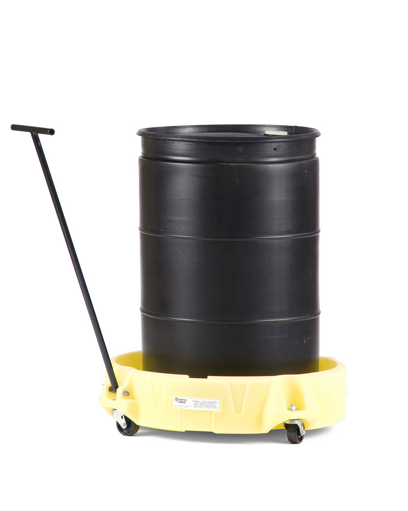 Drum Dolly Spill Scooter - Poly Construction - for 30 & 55 Gallon Drumss - Swivel Casters - 5205-YE - 3