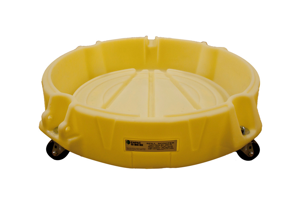 Drum Dolly Spill Scooter - Poly Construction - for 30 & 55 Gallon Drumss - Swivel Casters - 5205-YE - 2