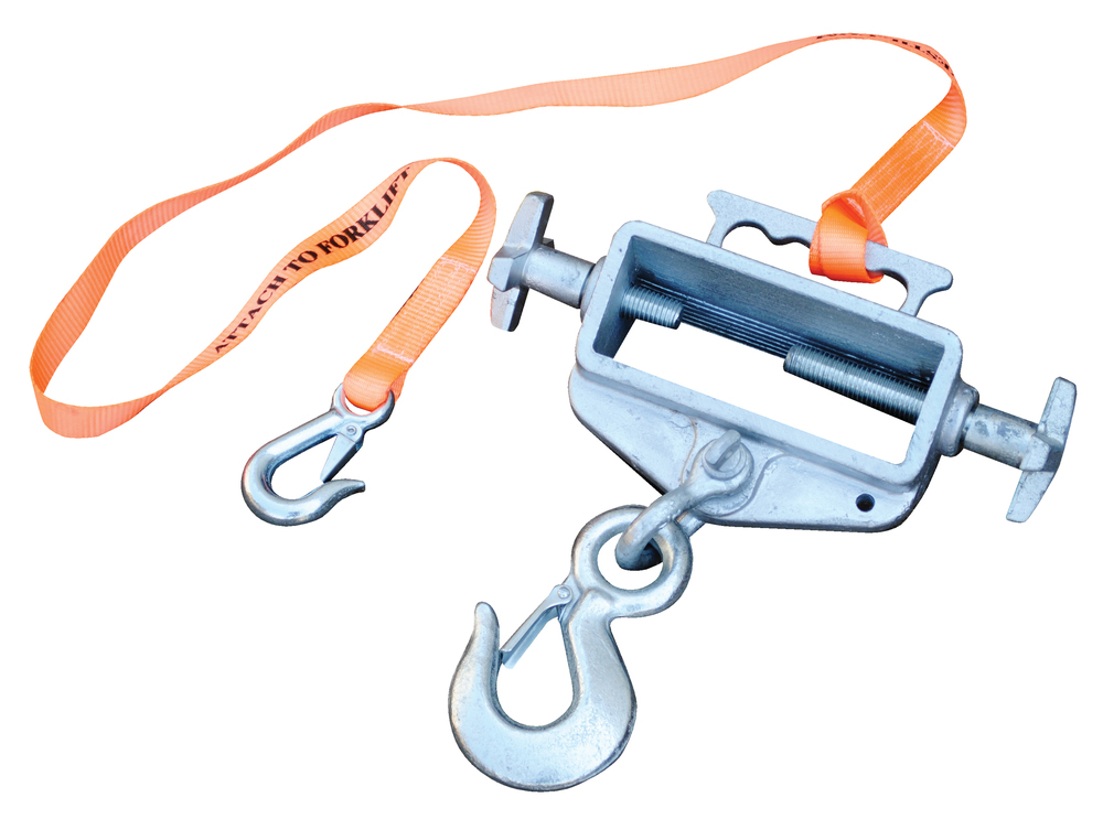 Hoisting Hook - Single Fork - Rigid Latch - Zinc Plated Silver - Shackle Included - Easy to Attach - 1