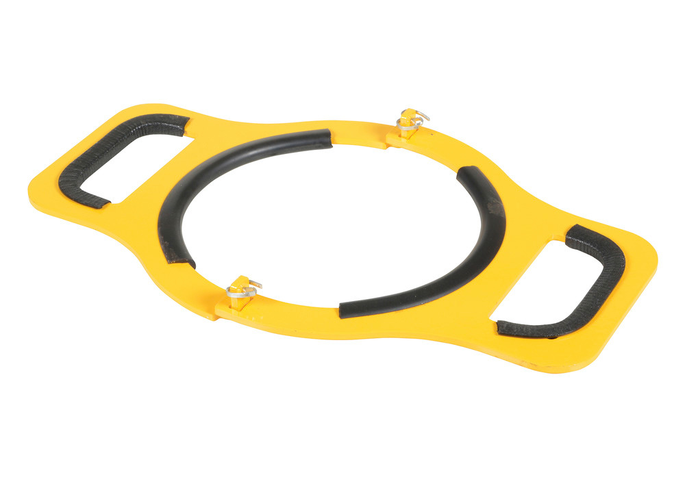 Manual Cylinder Lifter - 10 In Diameter - Steel Construction - Powder-Coated Yellow - 2