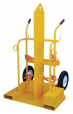 Fire Proof Welding Torch Cart - 500 lbs - Steel Construction - Overhead Lift Eye - Yellow - 1