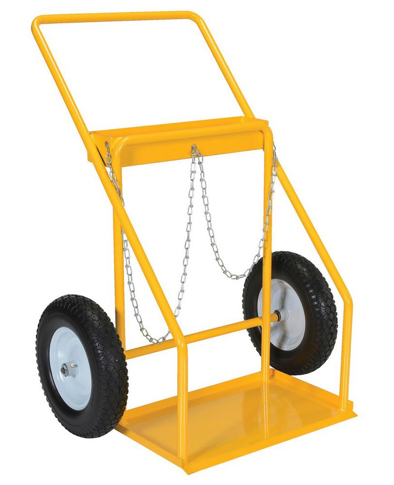 Cylinder Tilt Back Hand Truck - 250 Lbs - Yellow - 2 Cylinder Capacity - 1