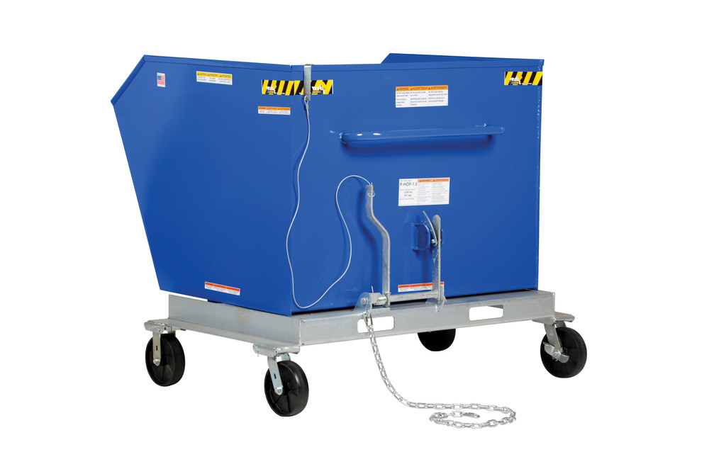 Industrial Hopper - Portable Steel  - 1 1/2 cubic yard - Steel Construction - Foot Operated Lock - 1