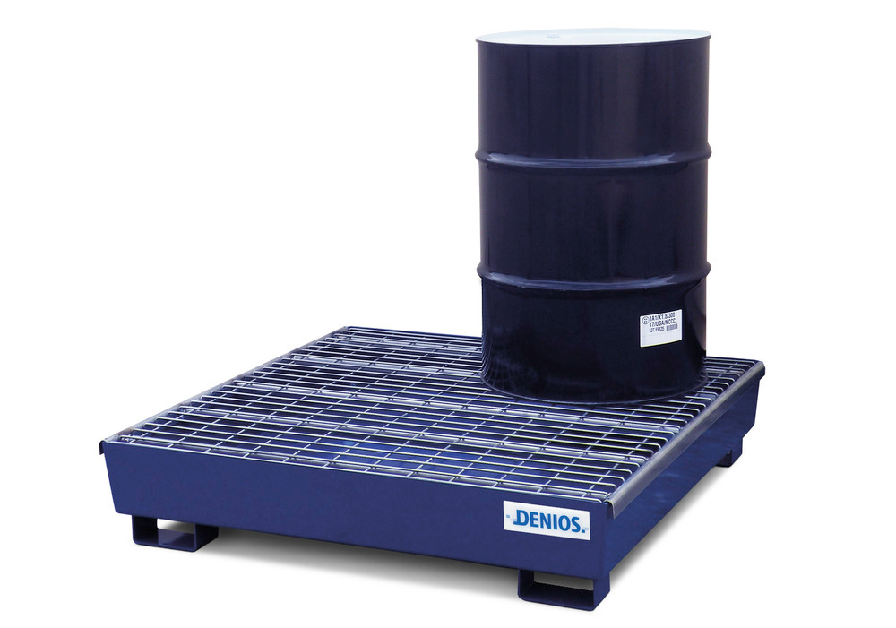 Base Line Spill Pallet - 4 Drum Capacity - Removable Grating - Forklift Access - Painted Steel - 2