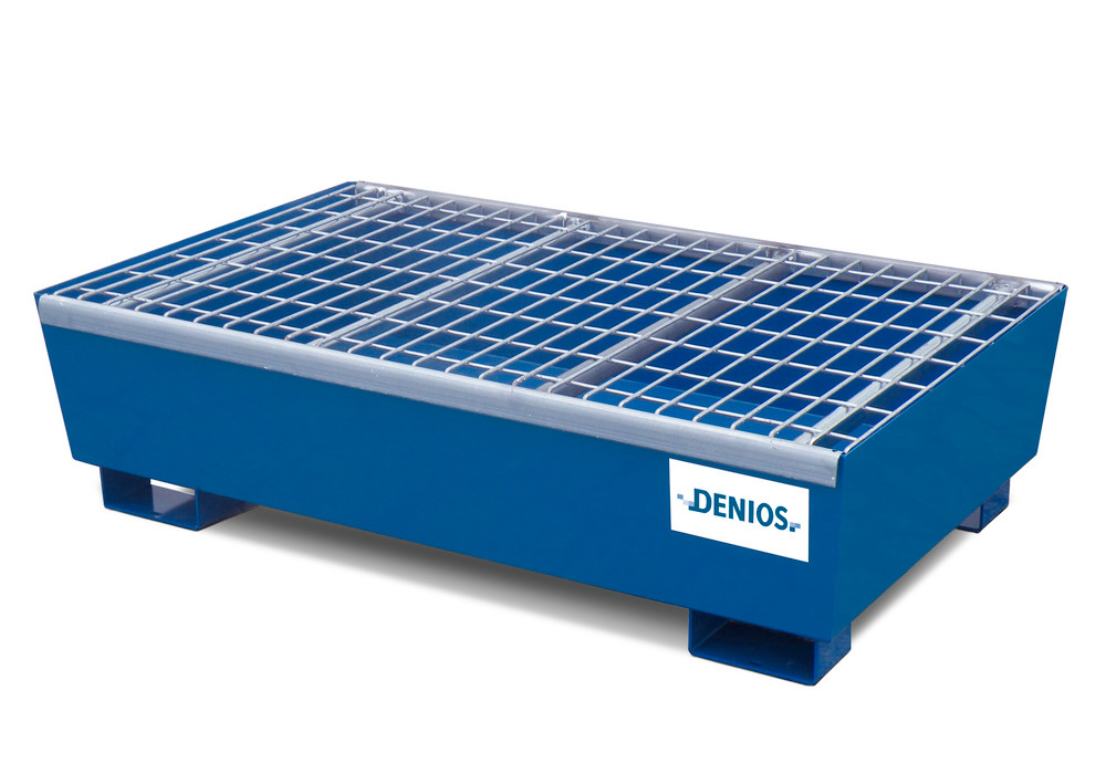 Base Line Spill Pallet - 2 Drum Capacity - Removable Grating - Forklift Access - Painted Steel - 1