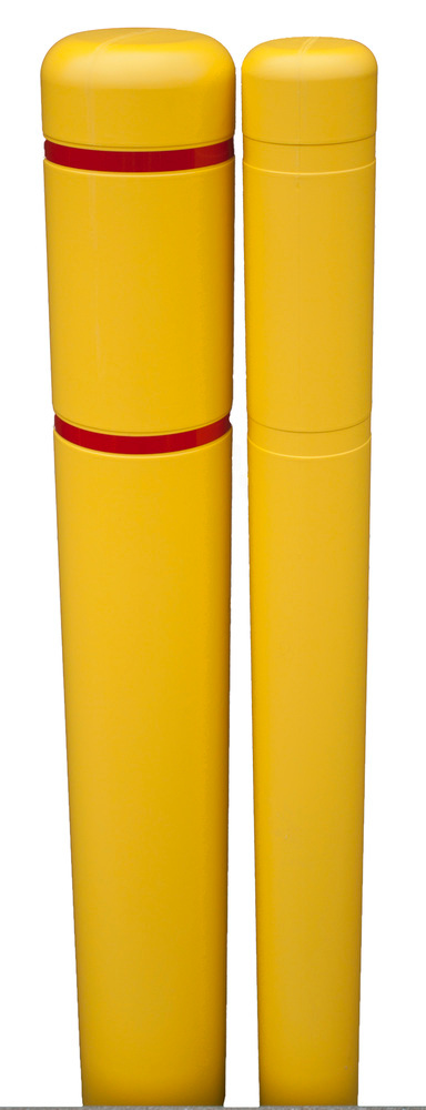 Bollard Cover - 4.95" Dia x 52" H - Red Reflective Tape - Poly Construction - 79452YR - 1