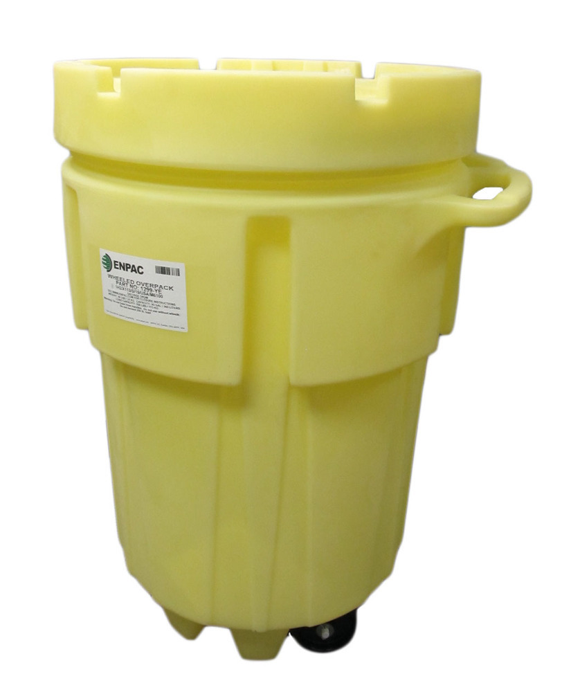 Overpack Salvage Drum - Wheeled - 95-Gallons - Poly Construction - High-Viz Yellow - 1299-YE - 1