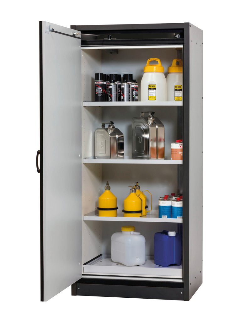 asecos safety storage cabinet, 30min fire resistant, 5.8 gal sump, 1 door - 1