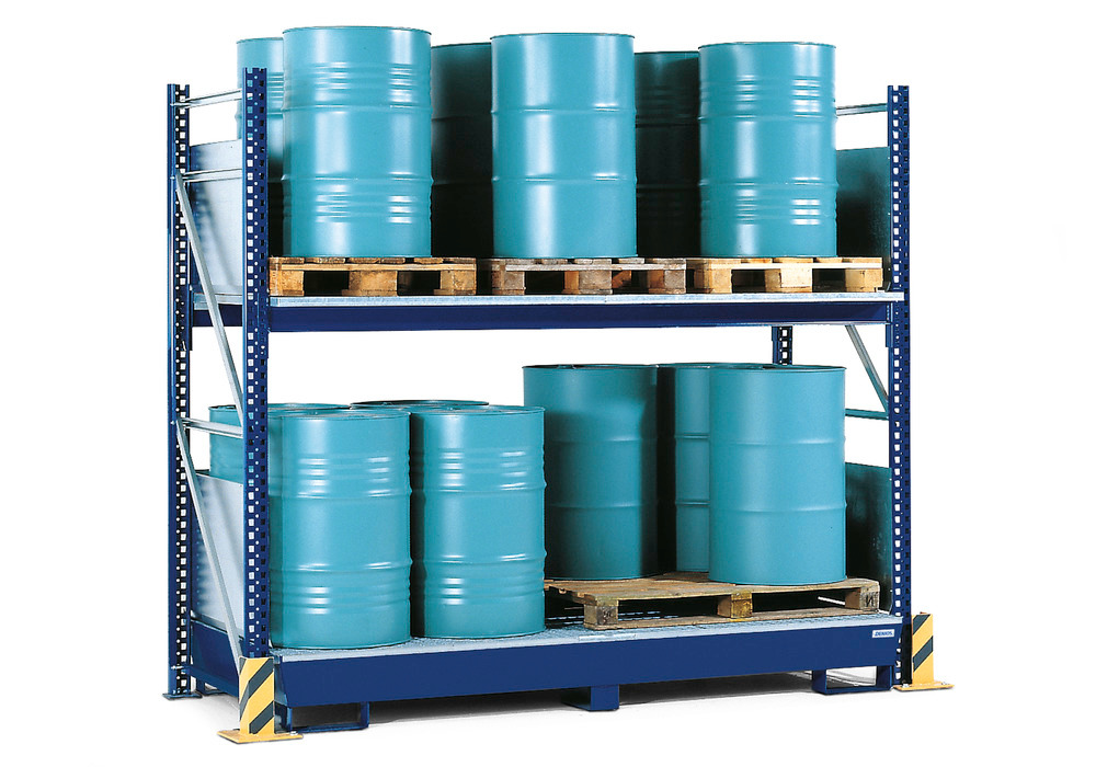 Pallet Rack and Spill Containment Sump Combo - 16 Drum Capacity - Steel Construction - 1