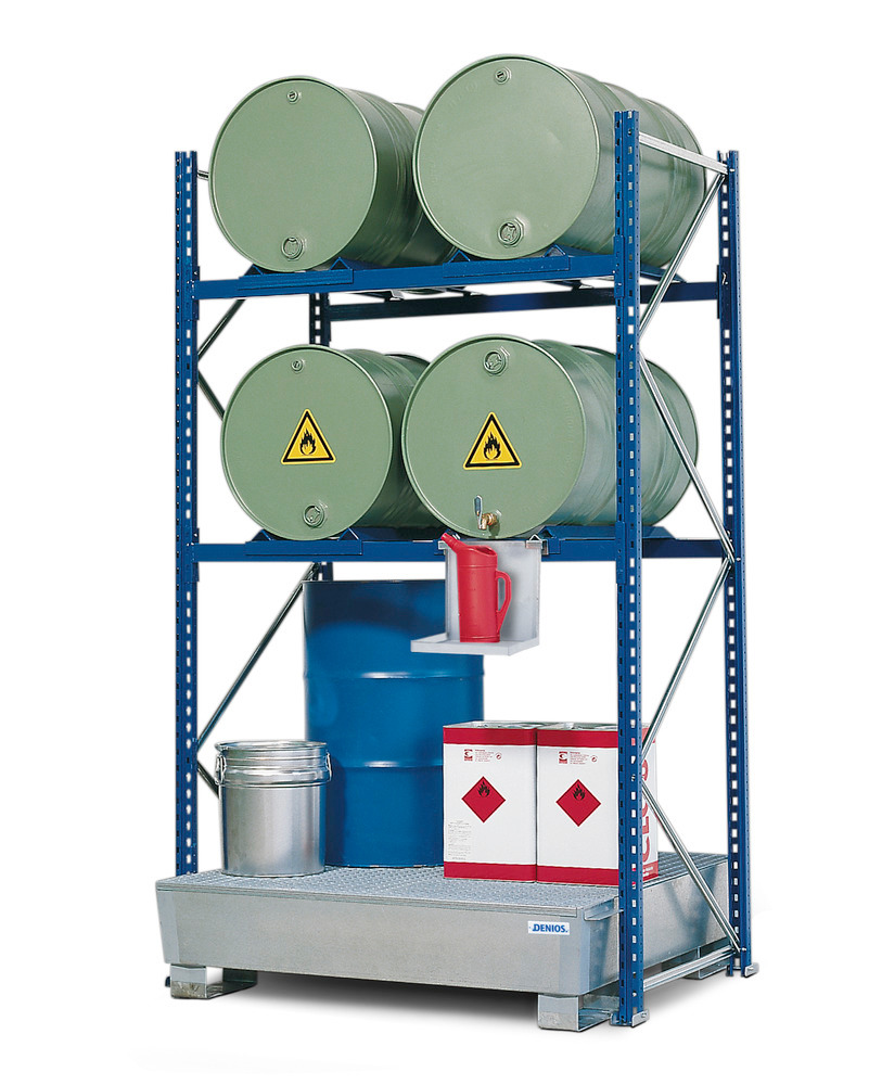 Drum Rack with Spill Containment Sump - 4 Drum Horizontal - 4 Drum Vertical - 3 Levels - 1