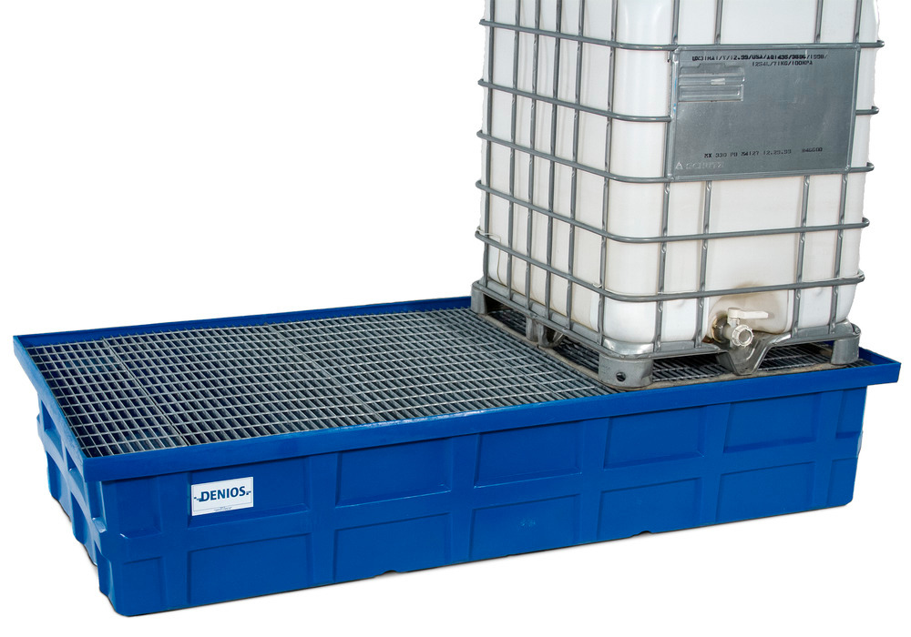 IBC Spill Containment Pallet - Poly Construction - 2 IBC - Galvanized Grating - 5482-YE - 1