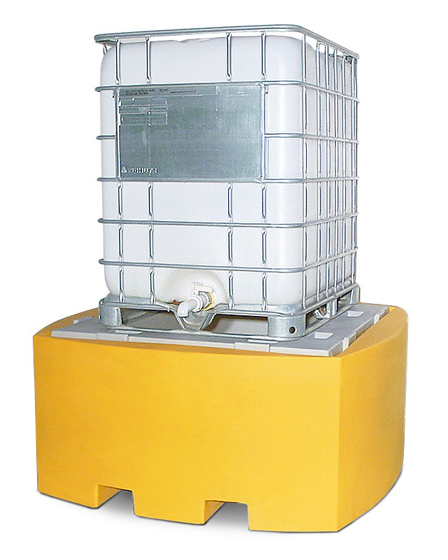 IBC Spill Containment Pallet - 1 IBC Tote - Broad Base - Poly Construction for Acids & Corrosives - 1