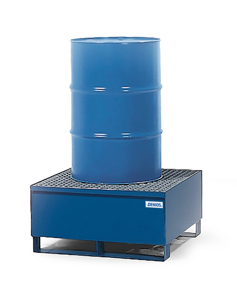 Spill Containment Pallet - 1 Drum Capacity - Removable Galvanized Grating - Painted Steel - 1
