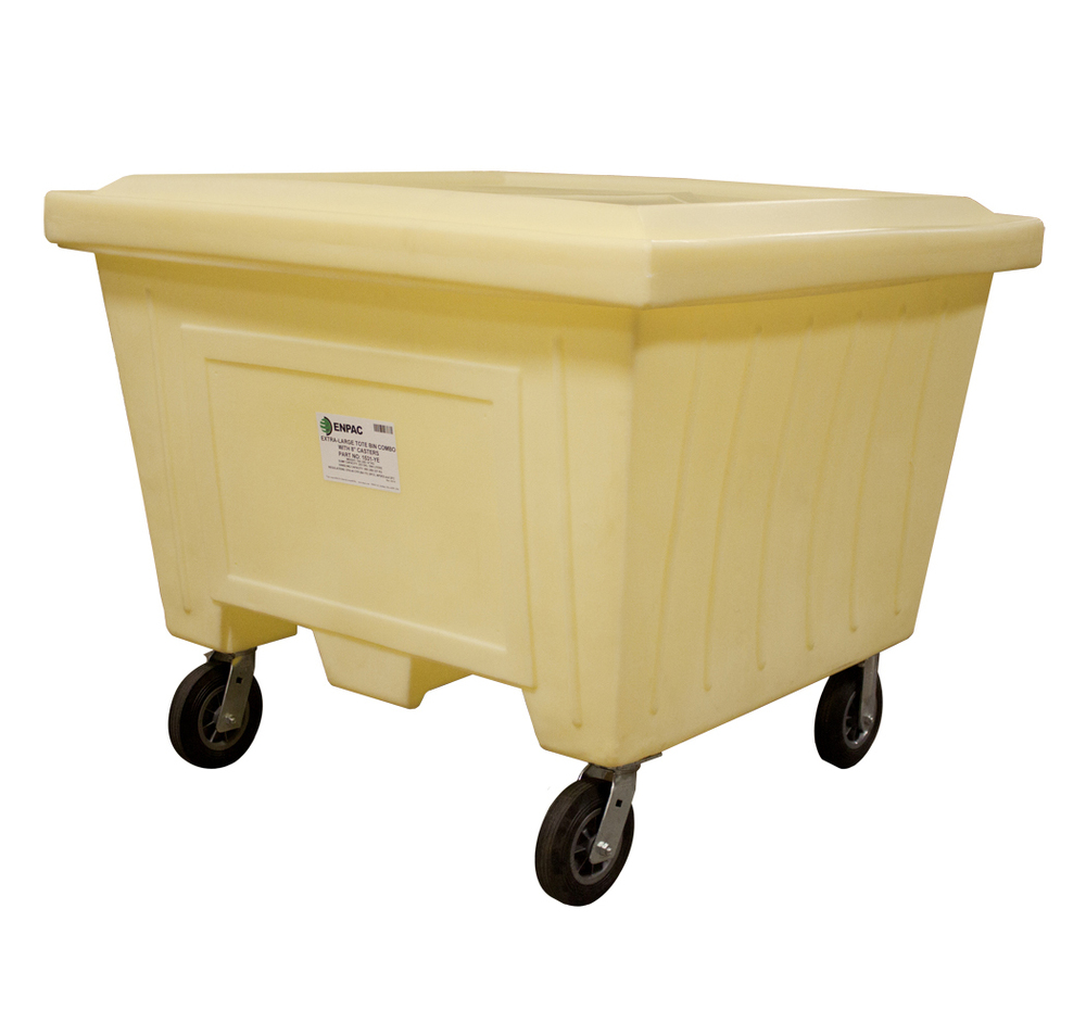 Extra Large Tote with Lid and 8" wheels - Forkliftable - Spill Capacity 223 Gallon - 1531-YE - 2