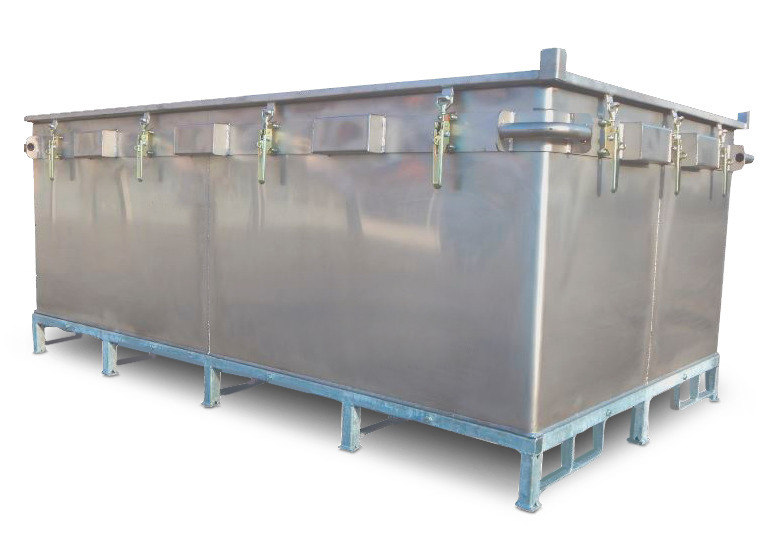 Lithium-ion batterij transportbox roestvrij staal, 2603 l, XXL box, vulmateriaal PyroBubbles®. - 1