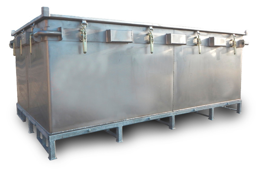 Lithium-Ionen-Akku-Transportbox Edelstahl, 2603 l, XXL-Box, Füllmaterial PyroBubbles® - 2