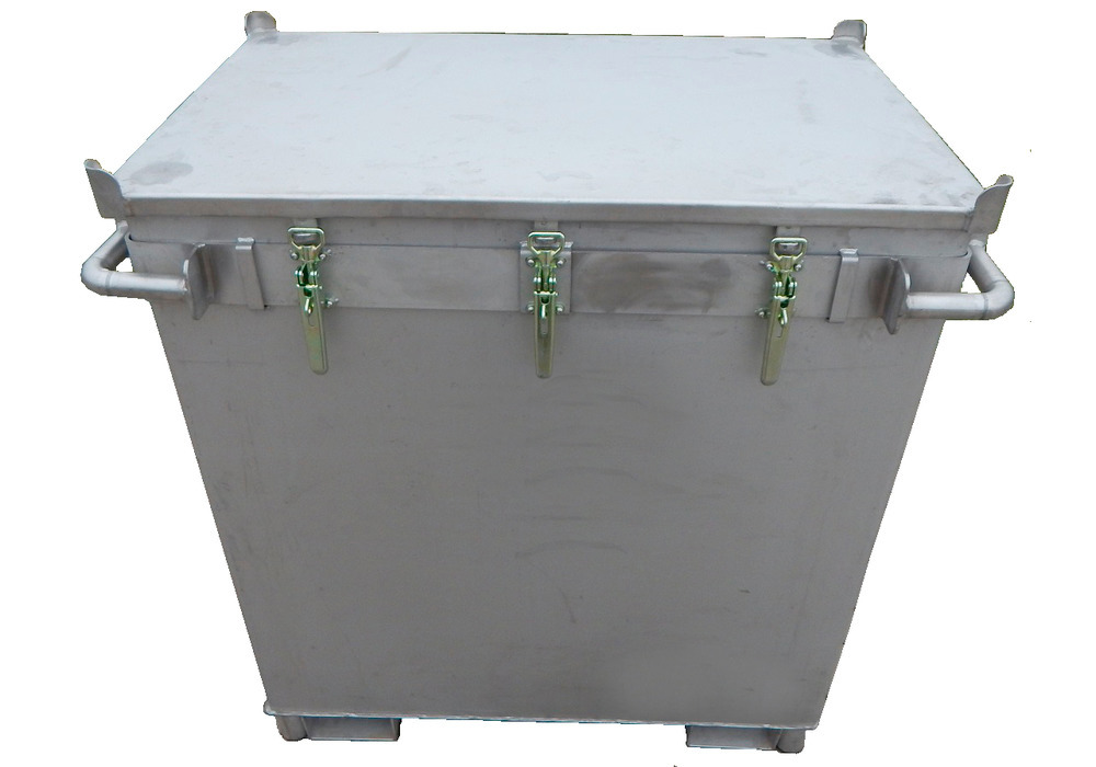 Transportbox av rostfritt stål för batterier, 800 l, M-box X2, med fyllmaterial PyroBubbles® - 2