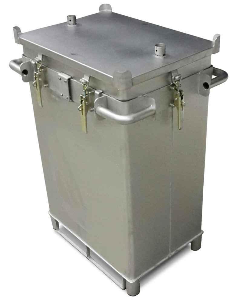Lithium-Ionen-Akku-Transportbox Edelstahl, 309 l, S-Box X2, Füllmaterial PyroBubbles®