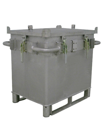 Lithium-Ionen-Akku-Transportbox Edelstahl, 187 l, S-Box X1, Füllmaterial PyroBubbles®