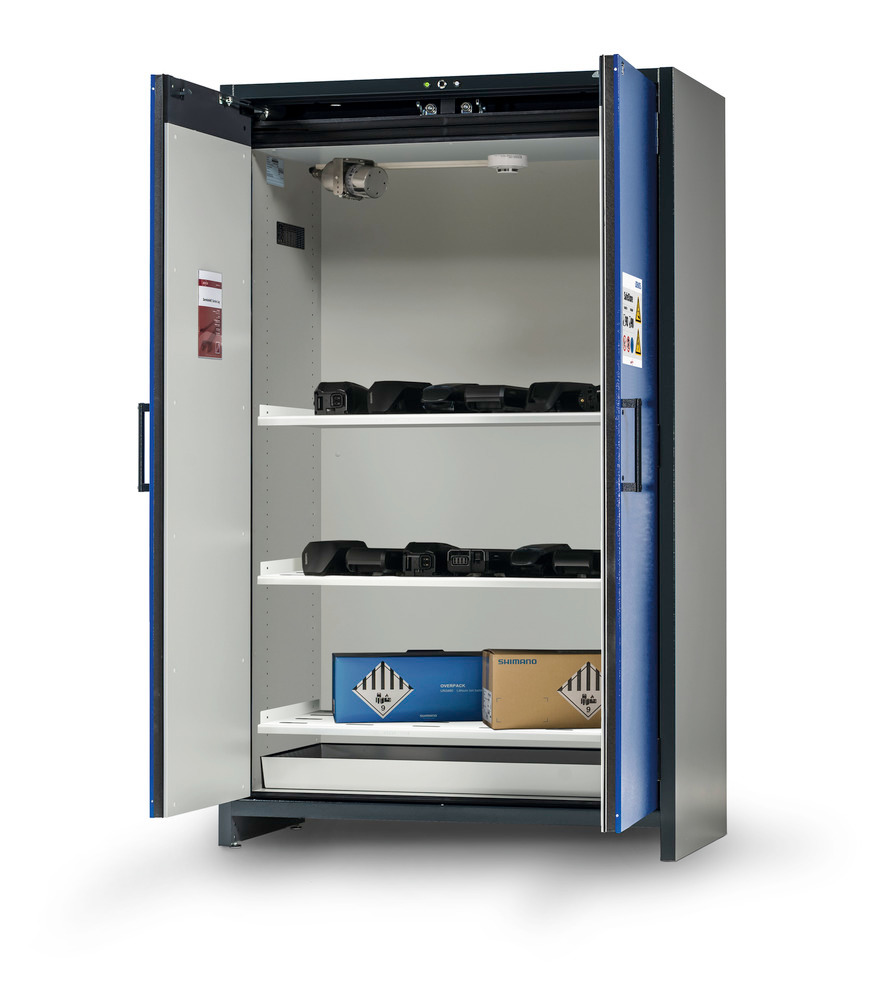 Batteriskap Asecos - SafeStore-Pro 2.0 for oppbevaring  av litium-batterier, 3 hyller, B 1200 mm - 1