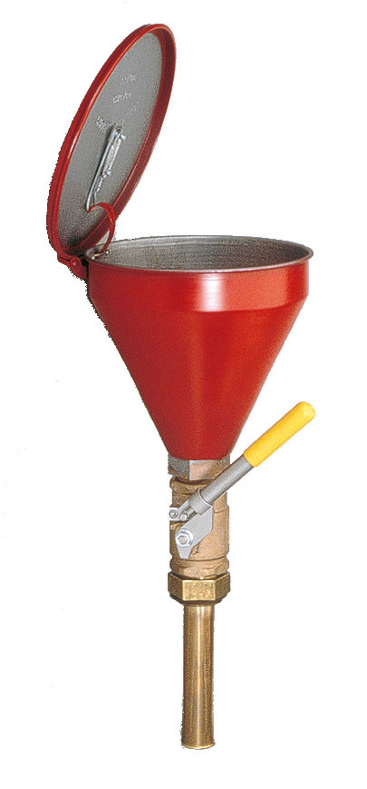Drum Funnel -FM Approved - Flammable Waste - Includes Check Valve - 32" Brass Tube - Red - 1