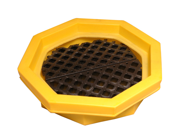 Drum Tray - Poly Construction - 20 gal Sump Capacity - Includes Grating - Contain Spills - 2