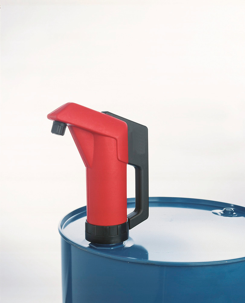 Drum Pump - Hand Level Piston Pump - 11 oz per Stroke - Nitrile Seals - Anti-Drip Nozzle - 1