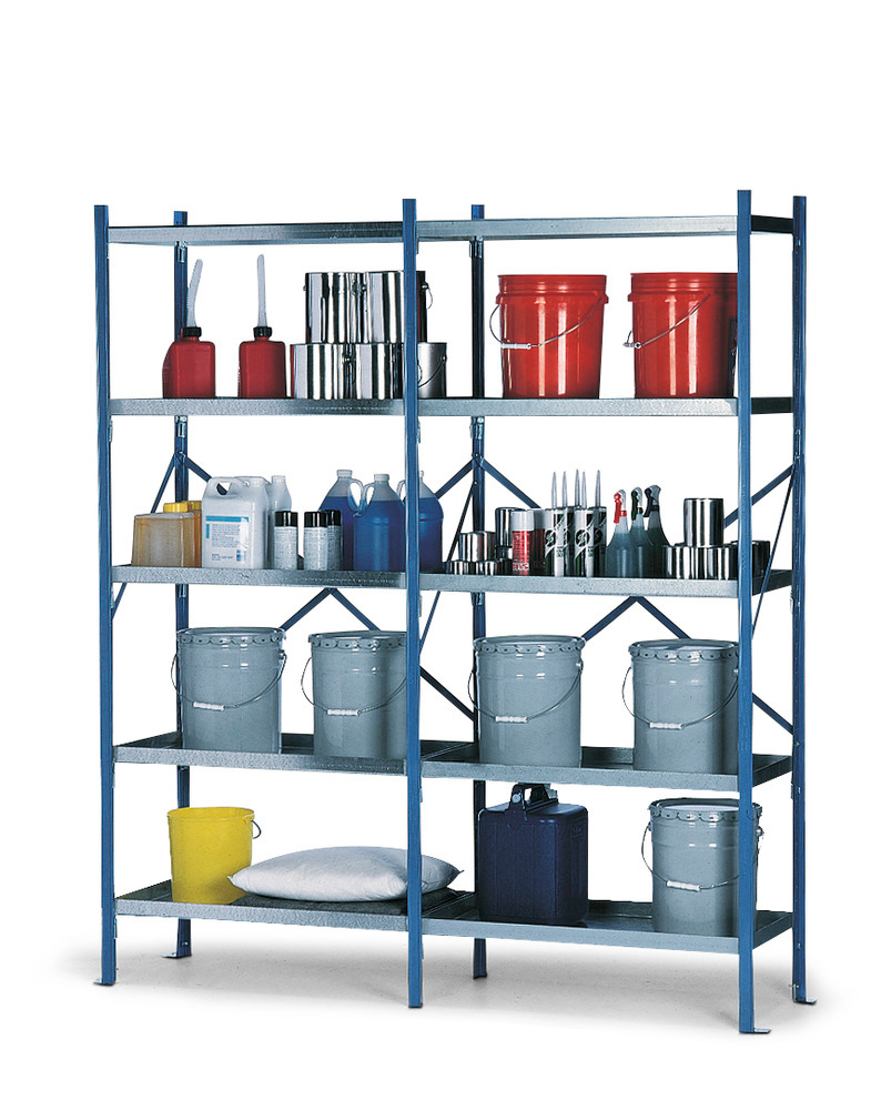 Spill Containment Shelving with Section Added - 24" Shelving - 8 Shelves - Galvanized Steel - 1