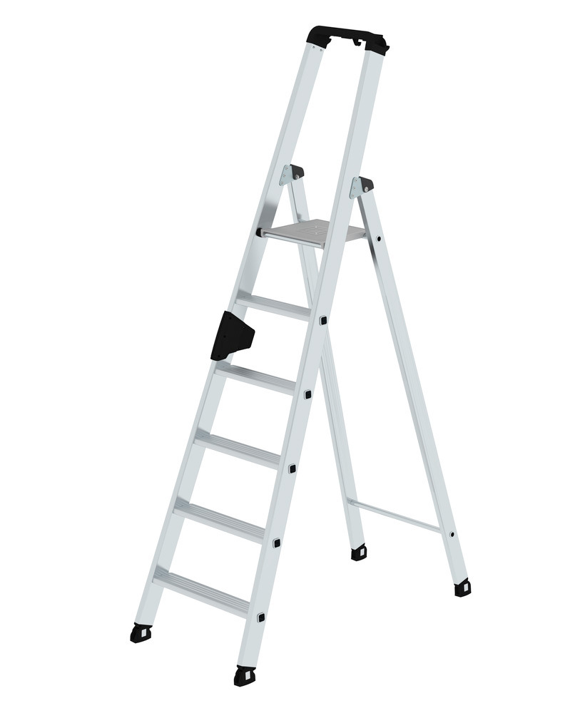 Stufenstehleiter aus Aluminium, einseitig begehbar, mit ergo-pad® Griffzone,  1 x 6 Stufen - 1