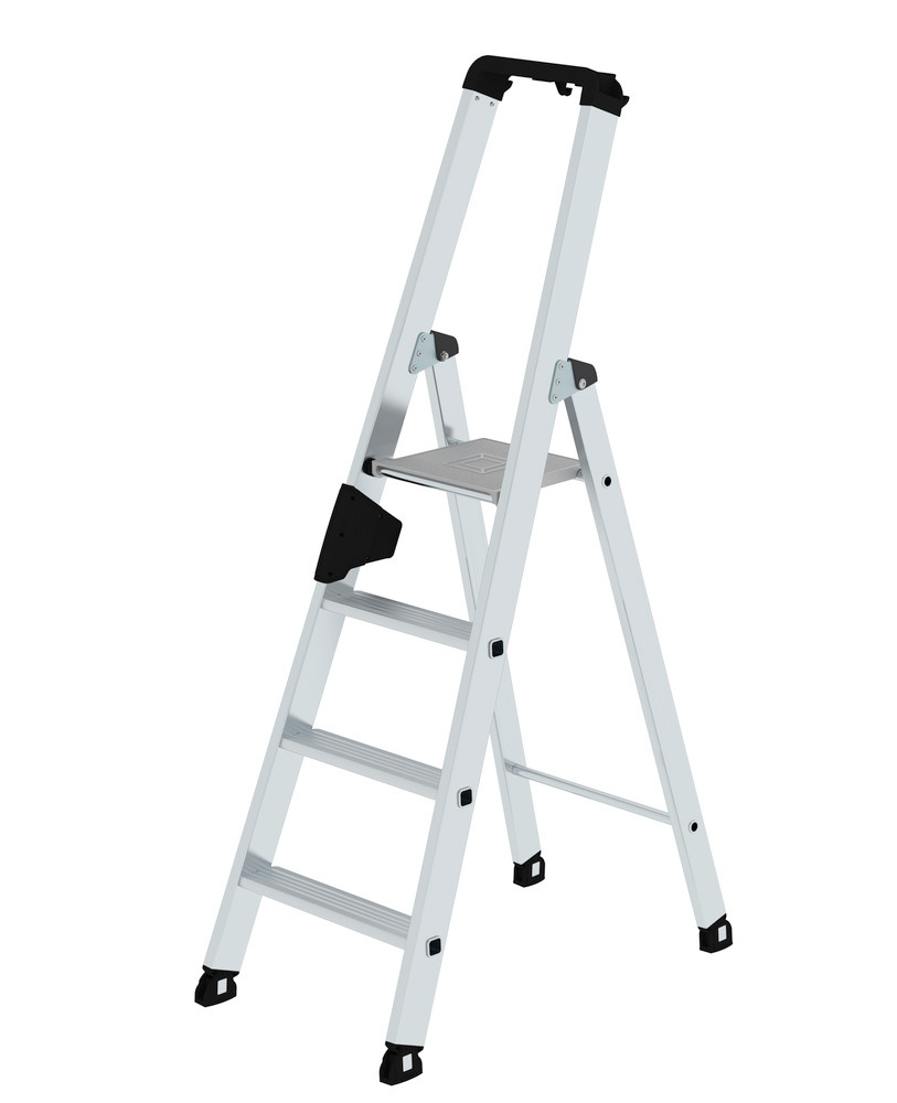 Stufenstehleiter aus Aluminium, einseitig begehbar, mit ergo-pad® Griffzone, 1 x 4 Stufen - 1