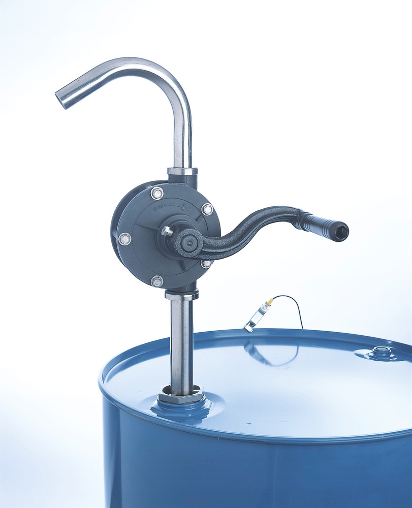 Ryton Rotary Drum Pump - Manual Operation - 6 GPM - Viton Lip Seal - Stainless Discharge Tube - 2