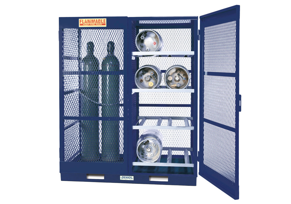 Gas Cylinder Storage with Floor Plate - 8 Bottles - 5 to 10 Cylinders - Lockable - Painted Steel - 1