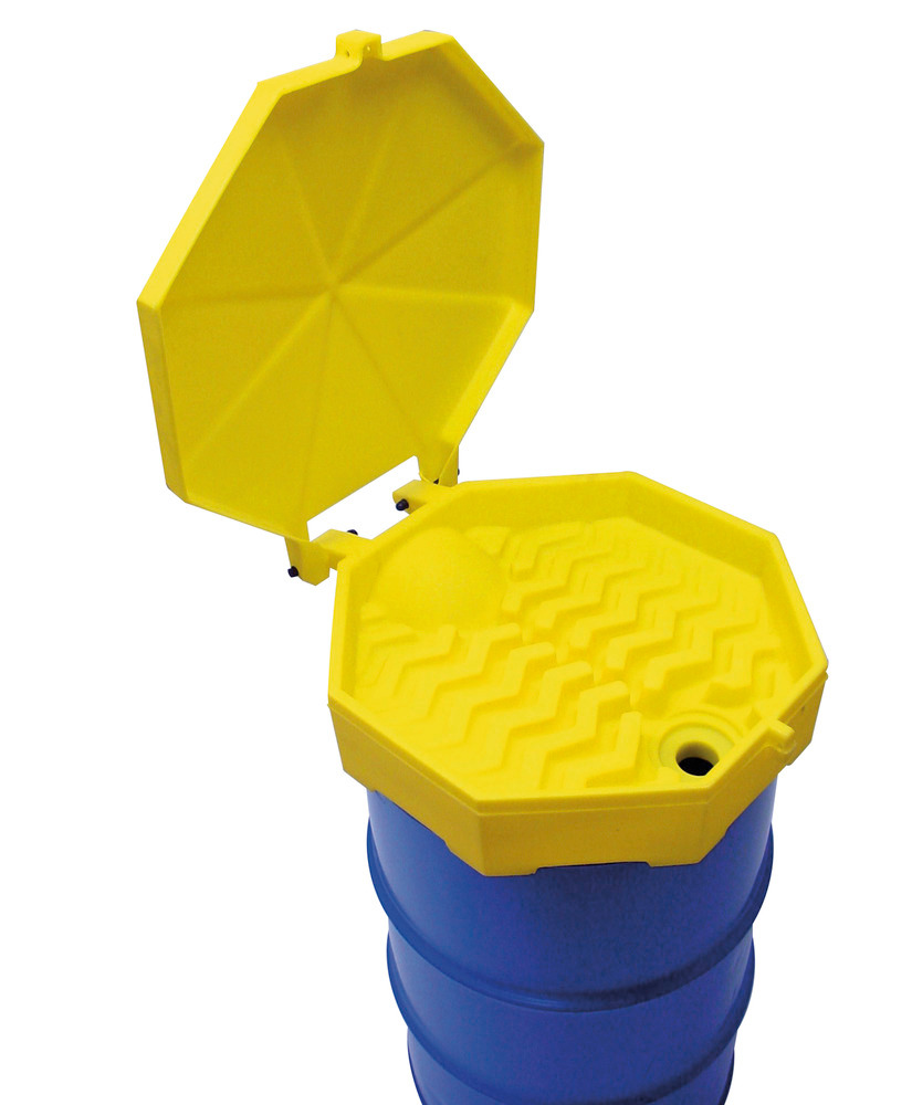 Drum Funnel with Hinged Cover - Access to 3/4" Drum Openings - Prevents Splashing When Pouring - 4