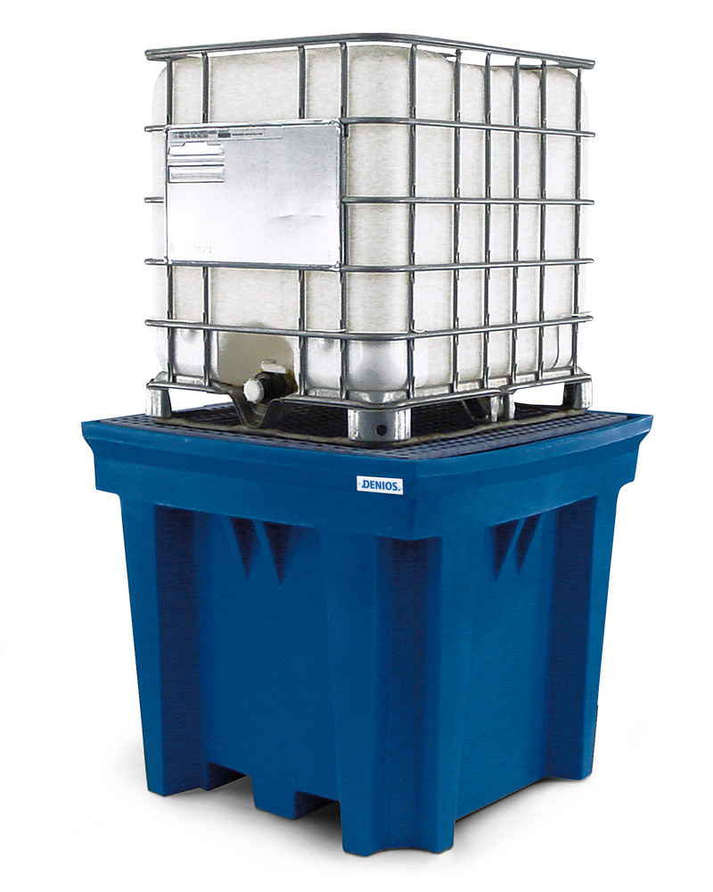 IBC Spill Containment Pallet - Poly Construction - 1 IBC - Integrated Storage Platform - 5460-YE - 1