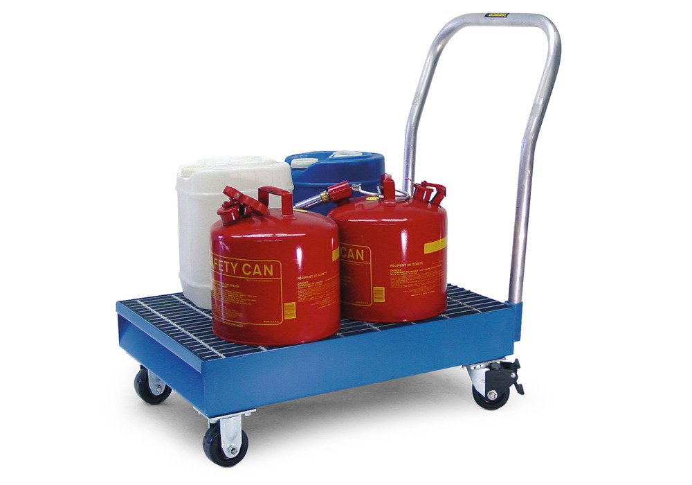Spill Cart - 16 Gallon Capacity - Removable Grating - Steel Construction - Secure Storage - 1