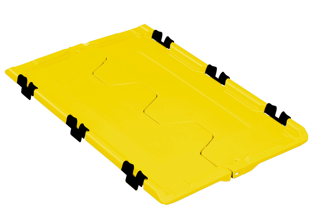 Scharnierdeksel voor herbruikbare stapelbak classic-line D, 610 x 400 x 40 mm, geel, PU = 2 st. - 1