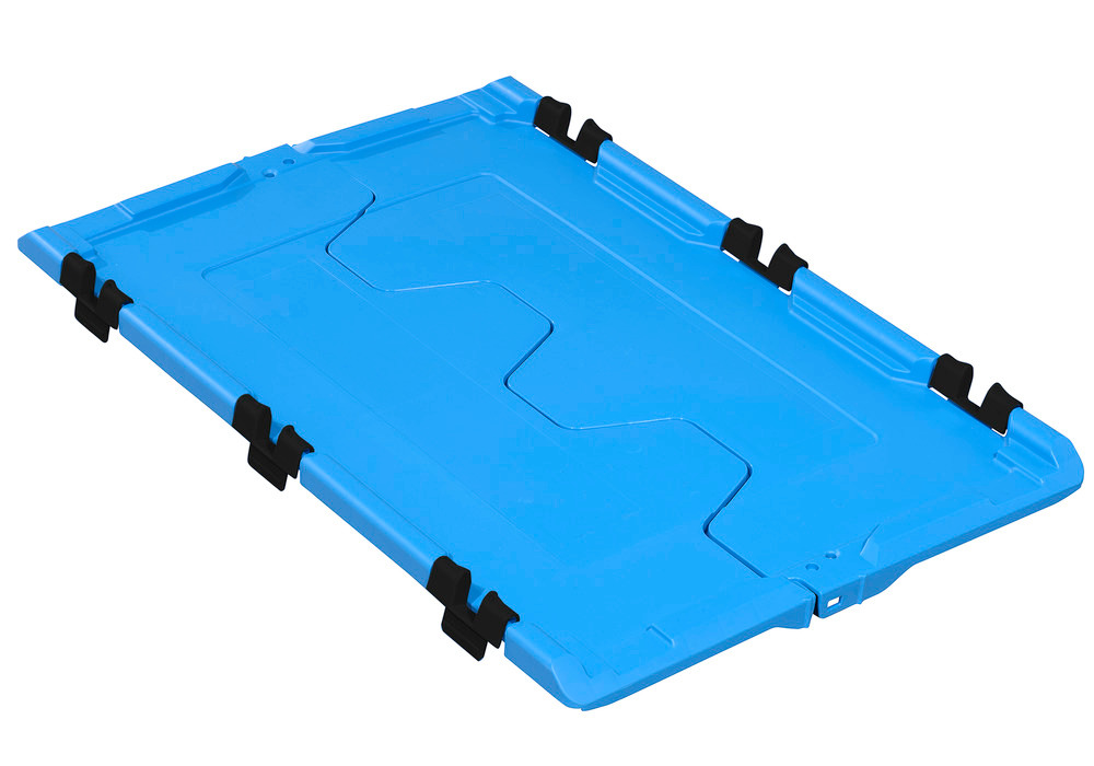 Folding lid for reusable stacking container classic-line D, 610 x 400 x 40 mm, blue, Pack = 2 pcs