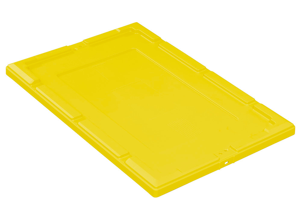 Snap-on lid for reusable stacking container classic-line D, 610 x 410 x 35 mm, yellow, Pack = 2 pcs - 1