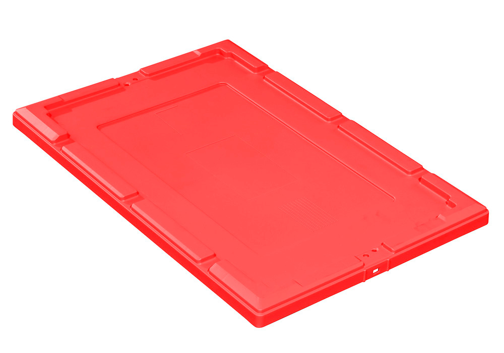 Snap-on lid for reusable stacking container classic-line D, 610 x 410 x 35 mm, red, Pack = 2 pcs