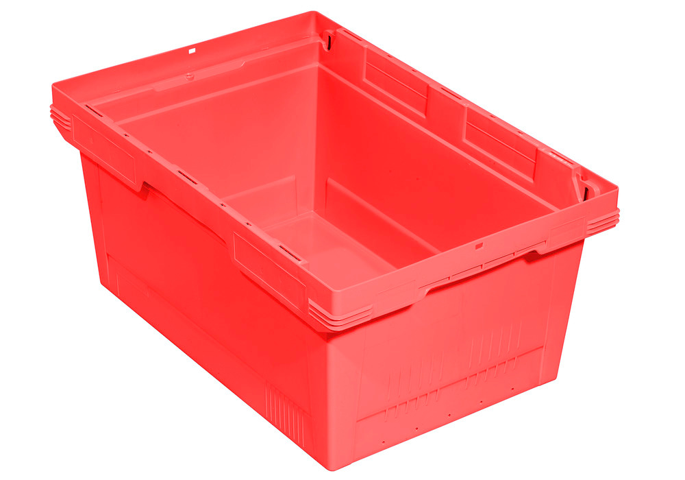 Stapelbar plastback classic-line D, travbar, 600 x 400 x 273 mm, röd, 3 st per förp