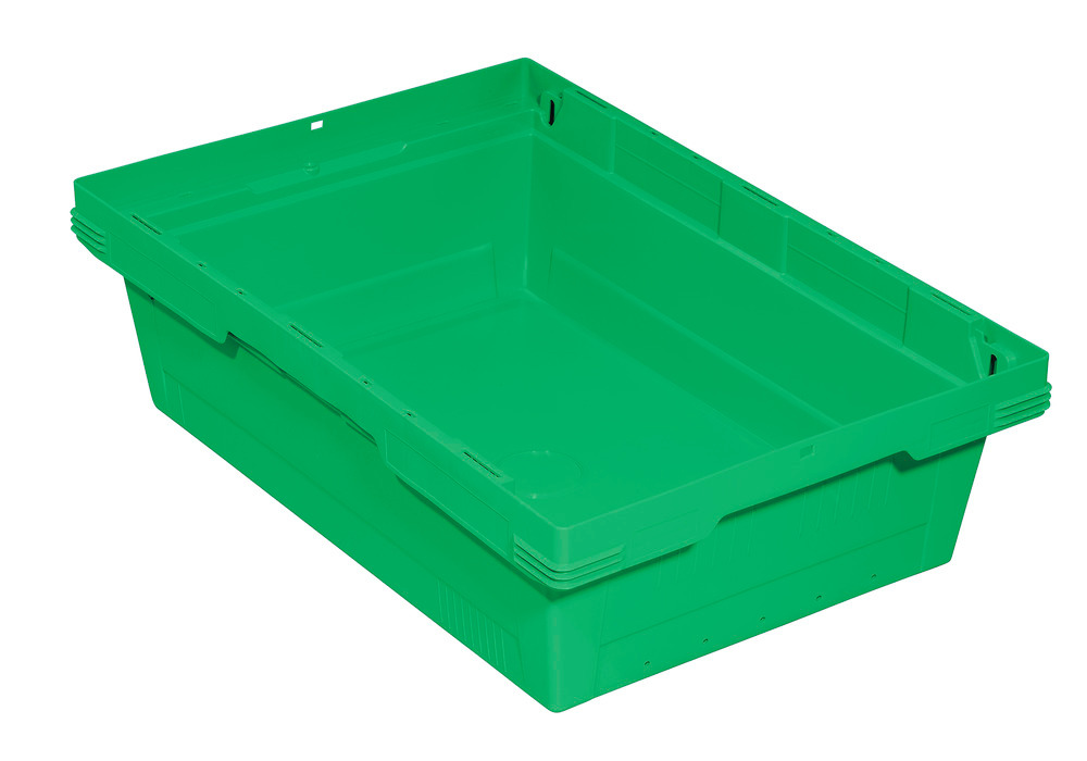 Stapelbar plastback classic-line D, travbar, 600 x 400 x 173 mm, grön, 3 st per förp - 1